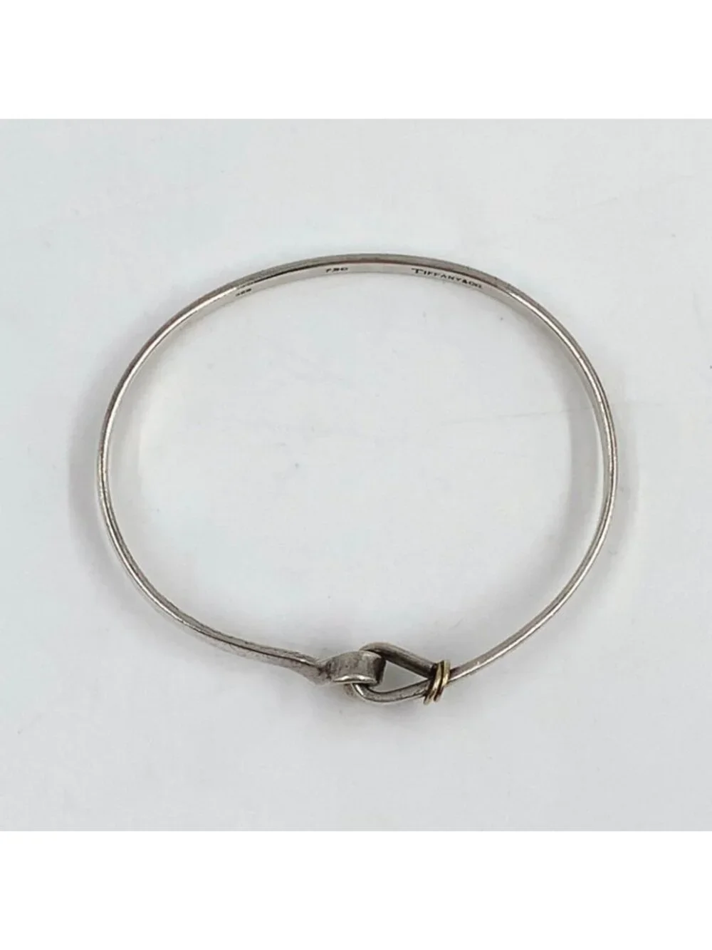 Tiffany & Co Hook Eye Yellow Gold Silver Bangle Bracelet